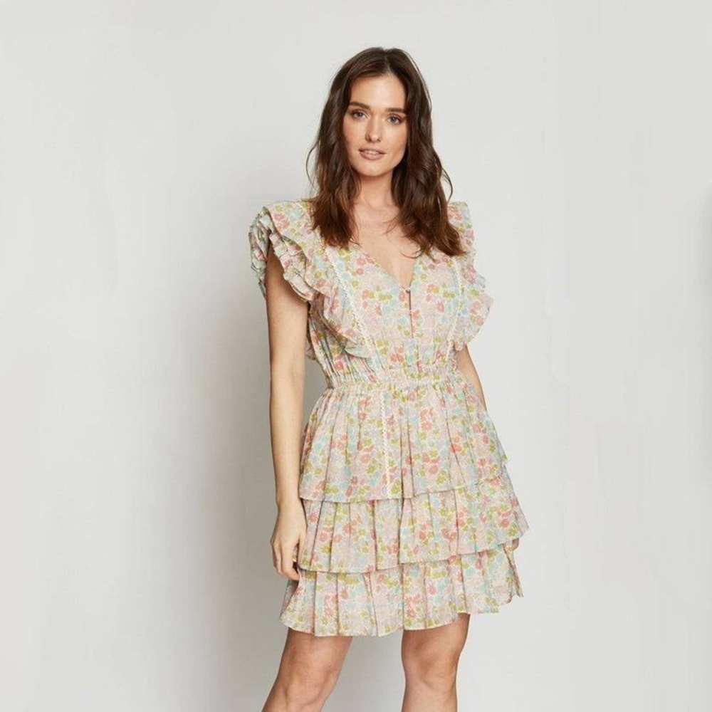 NWT Love the Label Ines Ivory Ruffle Tiered Dress